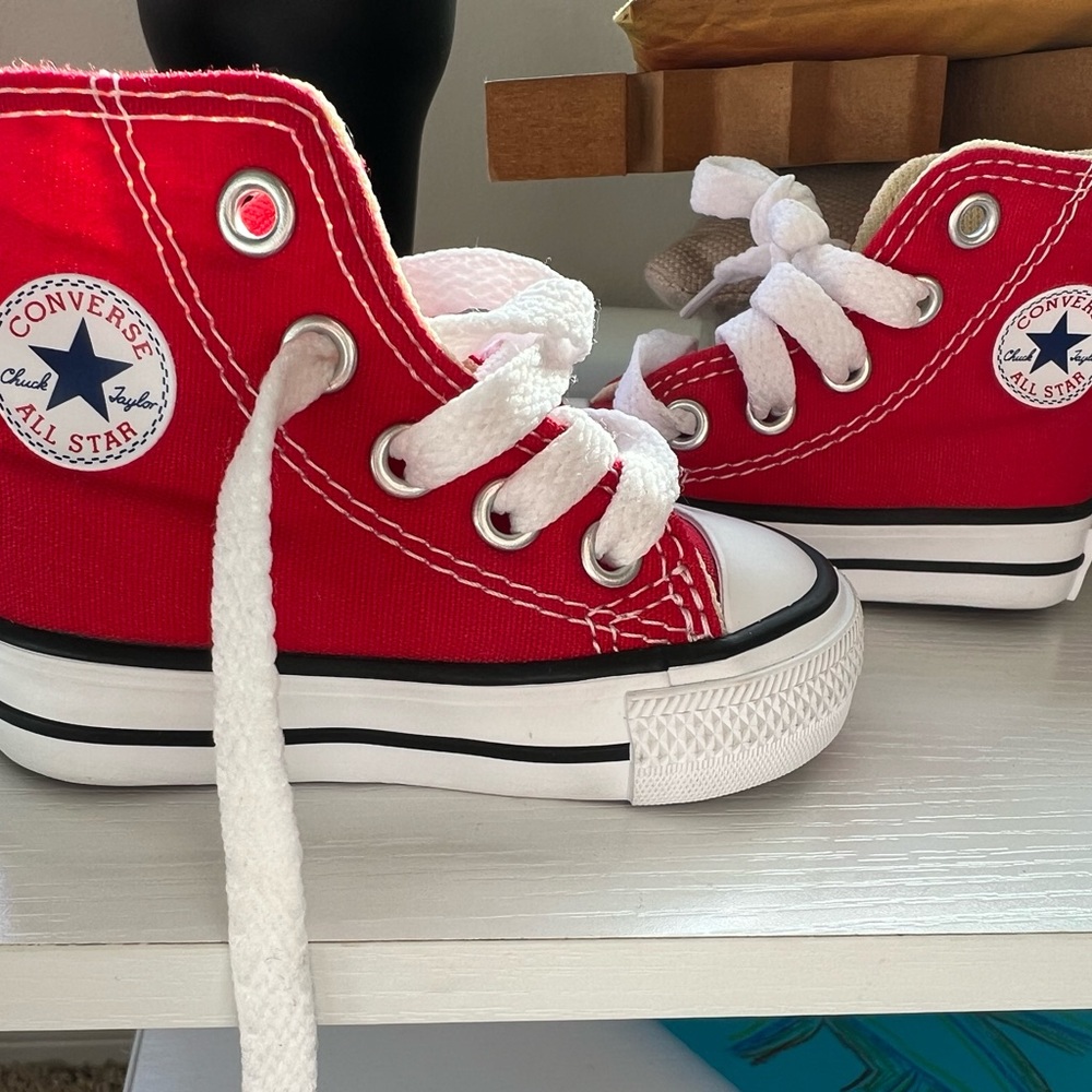 Red Converse High Tops Infant size 2